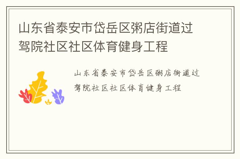 山东省泰安市岱岳区粥店街道过驾院社区社区体育健身工程