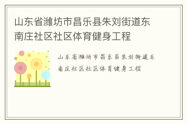 山东省潍坊市昌乐县朱刘街道东南庄社区社区体育健身工程
