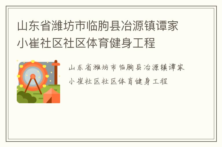 山东省潍坊市临朐县冶源镇谭家小崔社区社区体育健身工程
