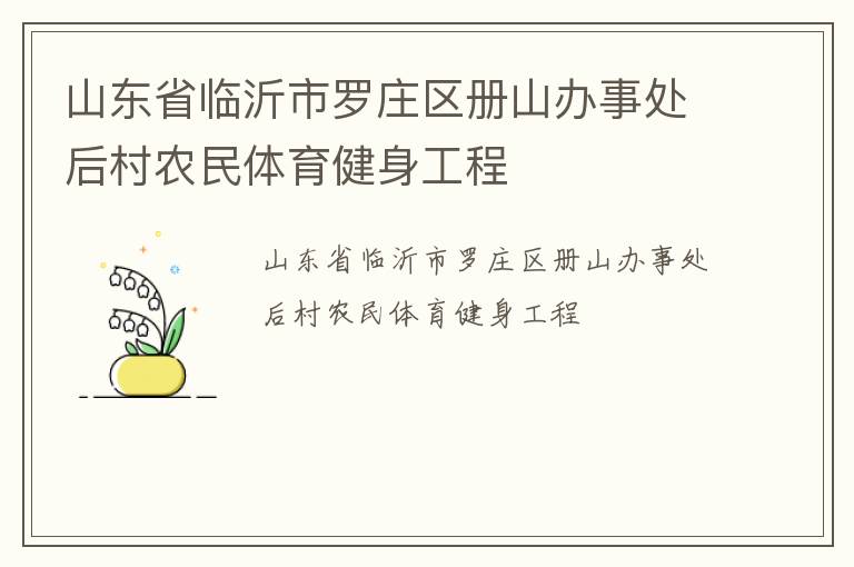 山东省临沂市罗庄区册山办事处后村农民体育健身工程