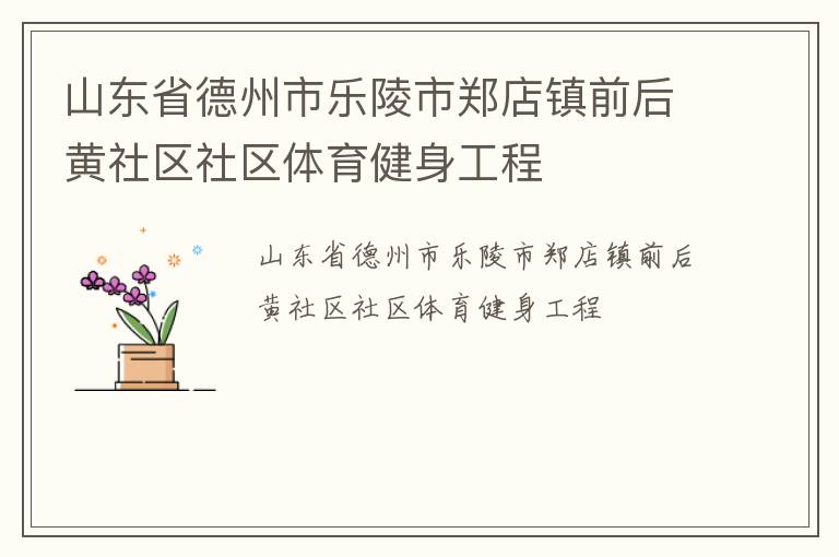 山东省德州市乐陵市郑店镇前后黄社区社区体育健身工程
