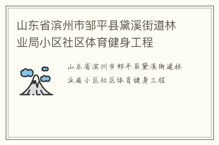 山东省滨州市邹平县黛溪街道林业局小区社区体育健身工程