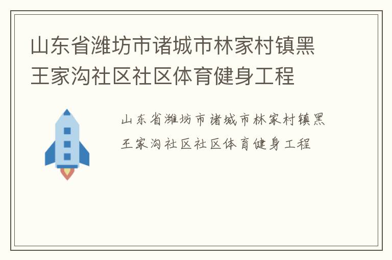 山东省潍坊市诸城市林家村镇黑王家沟社区社区体育健身工程