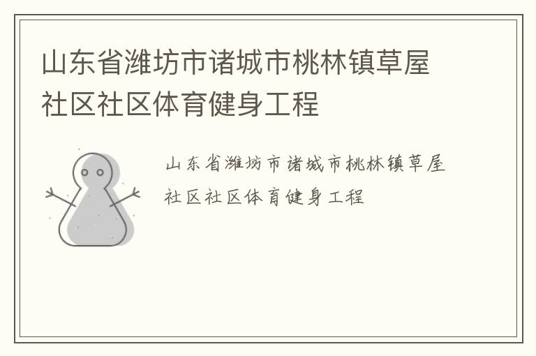 山东省潍坊市诸城市桃林镇草屋社区社区体育健身工程