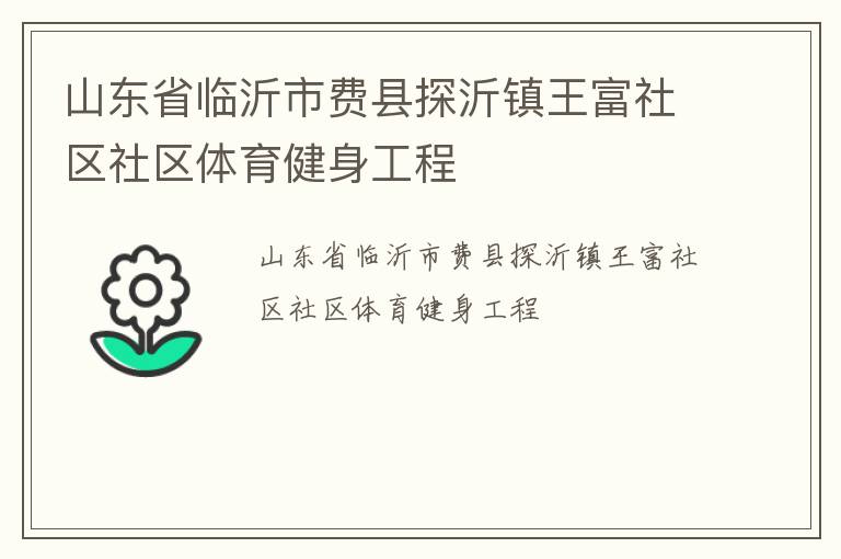 山东省临沂市费县探沂镇王富社区社区体育健身工程