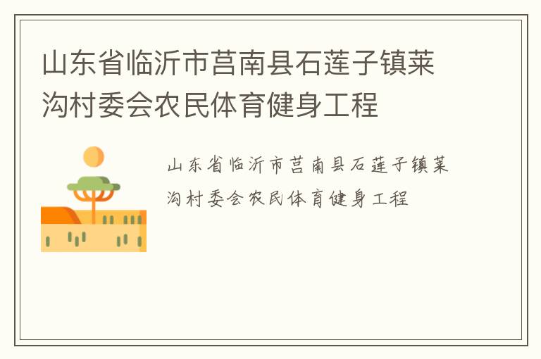 山东省临沂市莒南县石莲子镇莱沟村委会农民体育健身工程