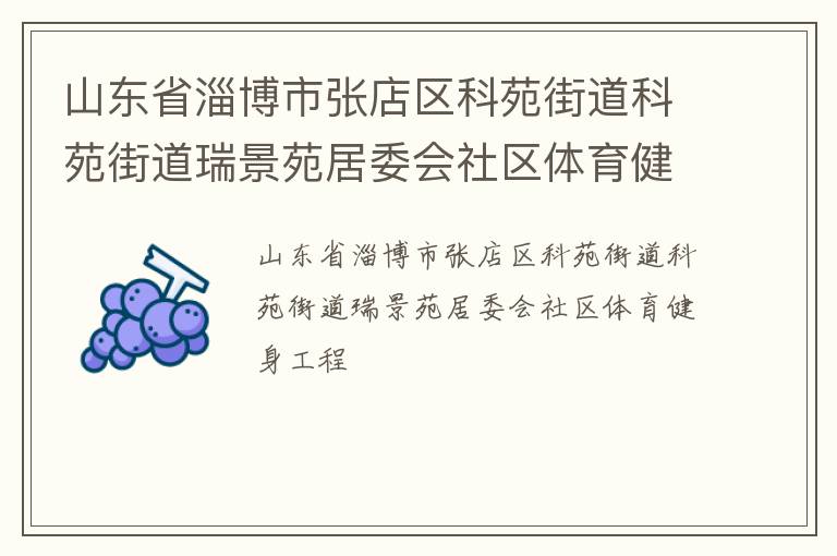 山东省淄博市张店区科苑街道科苑街道瑞景苑居委会社区体育健身工程