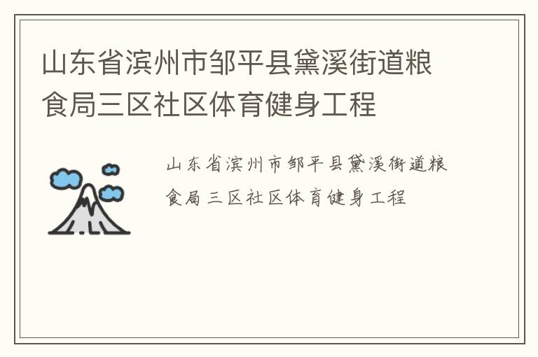山东省滨州市邹平县黛溪街道粮食局三区社区体育健身工程