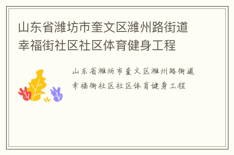山东省潍坊市奎文区潍州路街道幸福街社区社区体育健身工程