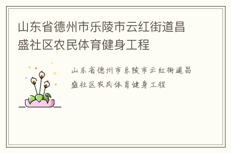 山东省德州市乐陵市云红街道昌盛社区农民体育健身工程