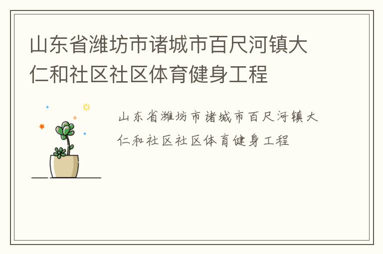 山东省潍坊市诸城市百尺河镇大仁和社区社区体育健身工程