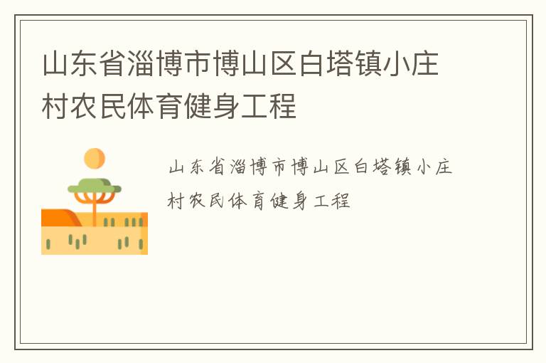 山东省淄博市博山区白塔镇小庄村农民体育健身工程