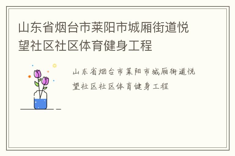 山东省烟台市莱阳市城厢街道悦望社区社区体育健身工程