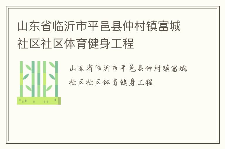 山东省临沂市平邑县仲村镇富城社区社区体育健身工程