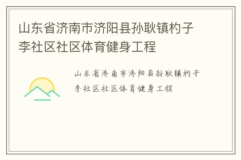 山东省济南市济阳县孙耿镇杓子李社区社区体育健身工程