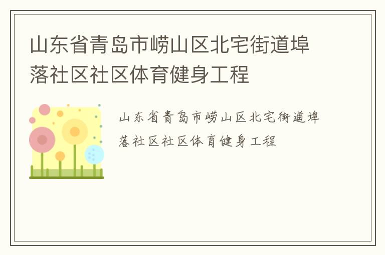山东省青岛市崂山区北宅街道埠落社区社区体育健身工程