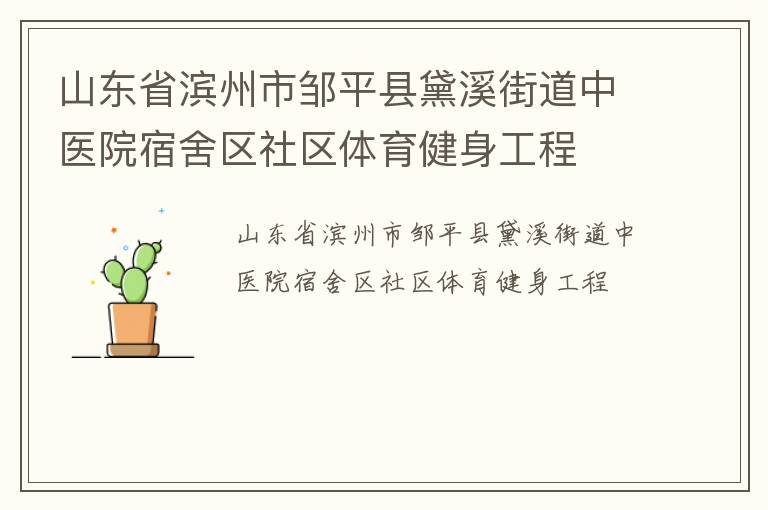 山东省滨州市邹平县黛溪街道中医院宿舍区社区体育健身工程