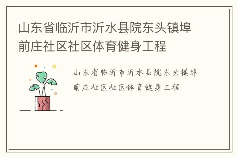 山东省临沂市沂水县院东头镇埠前庄社区社区体育健身工程