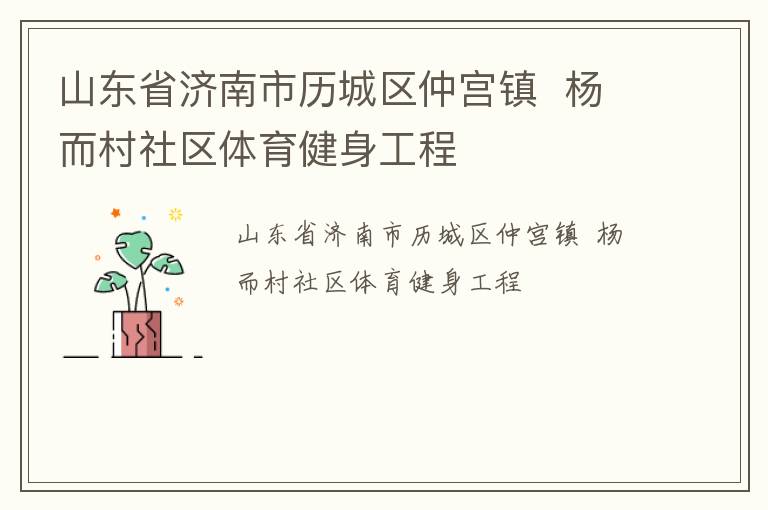 山东省济南市历城区仲宫镇  杨而村社区体育健身工程