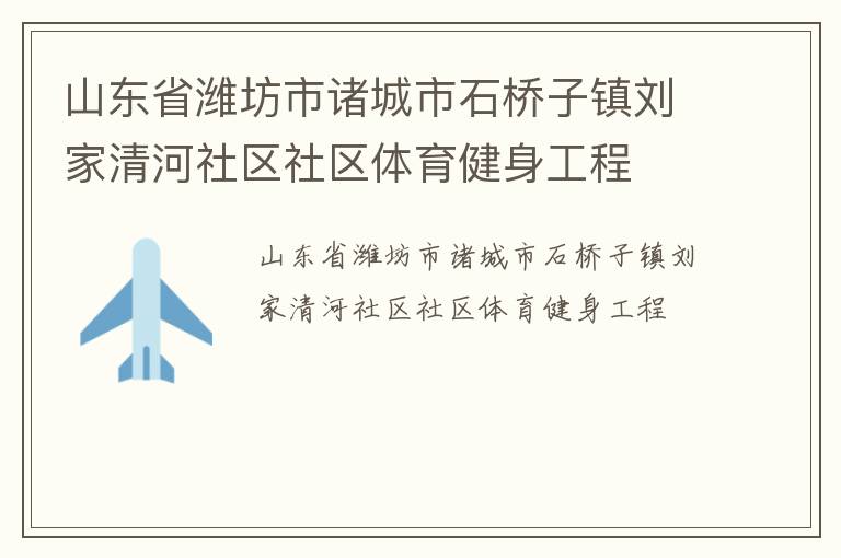 山东省潍坊市诸城市石桥子镇刘家清河社区社区体育健身工程