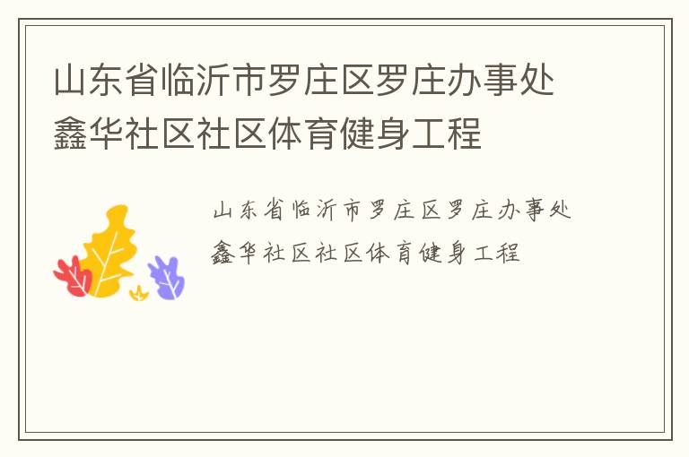 山东省临沂市罗庄区罗庄办事处鑫华社区社区体育健身工程
