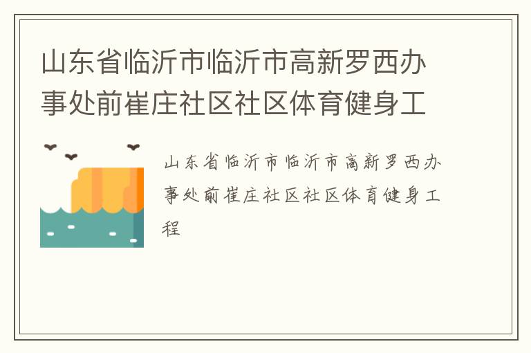 山东省临沂市临沂市高新罗西办事处前崔庄社区社区体育健身工程