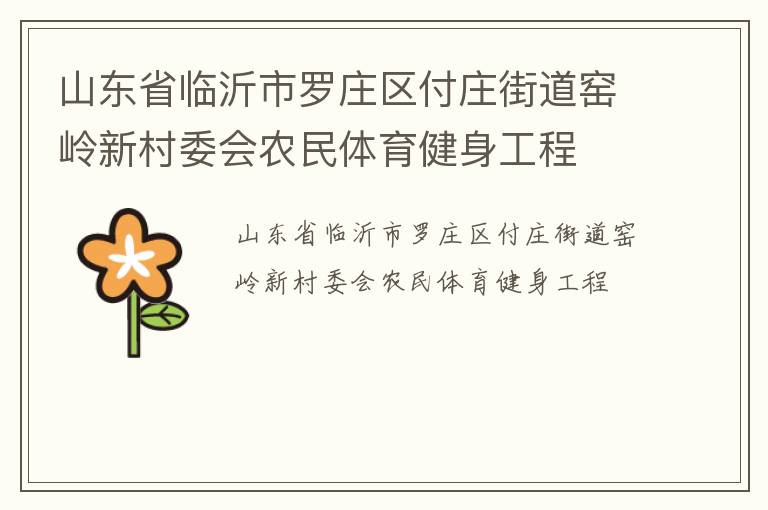 山东省临沂市罗庄区付庄街道窑岭新村委会农民体育健身工程