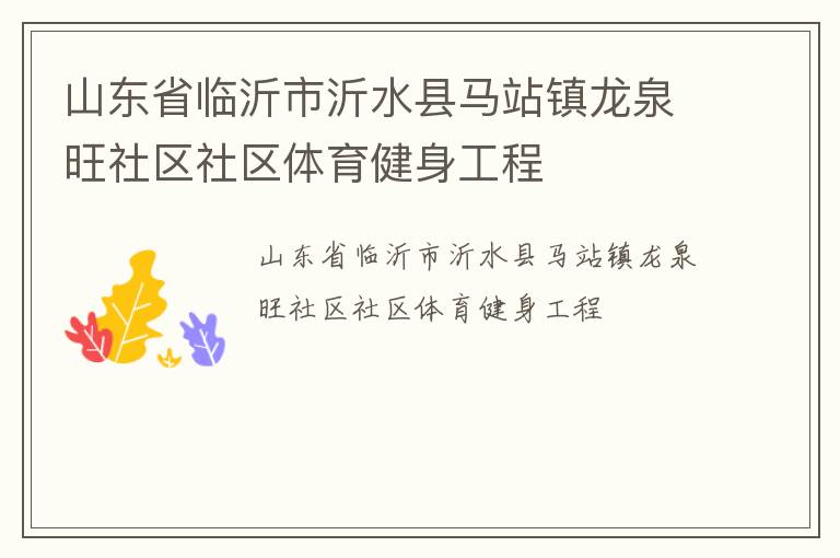 山东省临沂市沂水县马站镇龙泉旺社区社区体育健身工程