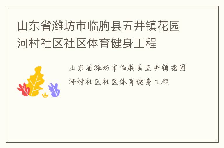 山东省潍坊市临朐县五井镇花园河村社区社区体育健身工程