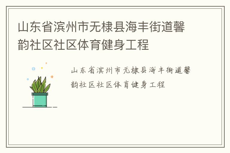 山东省滨州市无棣县海丰街道馨韵社区社区体育健身工程