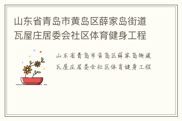 山东省青岛市黄岛区薛家岛街道瓦屋庄居委会社区体育健身工程