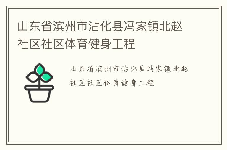 山东省滨州市沾化县冯家镇北赵社区社区体育健身工程