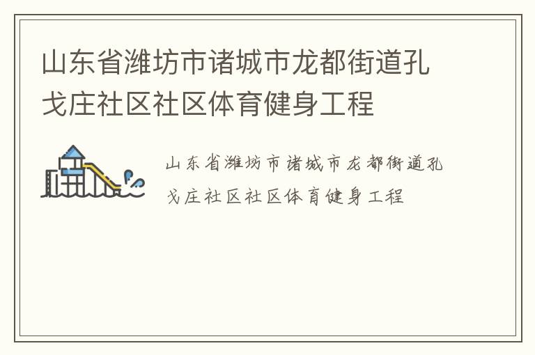山东省潍坊市诸城市龙都街道孔戈庄社区社区体育健身工程