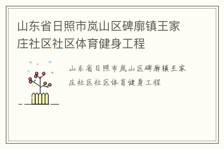 山东省日照市岚山区碑廓镇王家庄社区社区体育健身工程