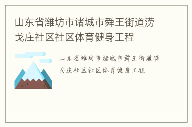 山东省潍坊市诸城市舜王街道涝戈庄社区社区体育健身工程