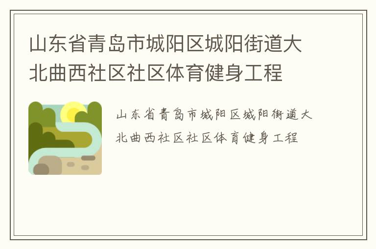 山东省青岛市城阳区城阳街道大北曲西社区社区体育健身工程