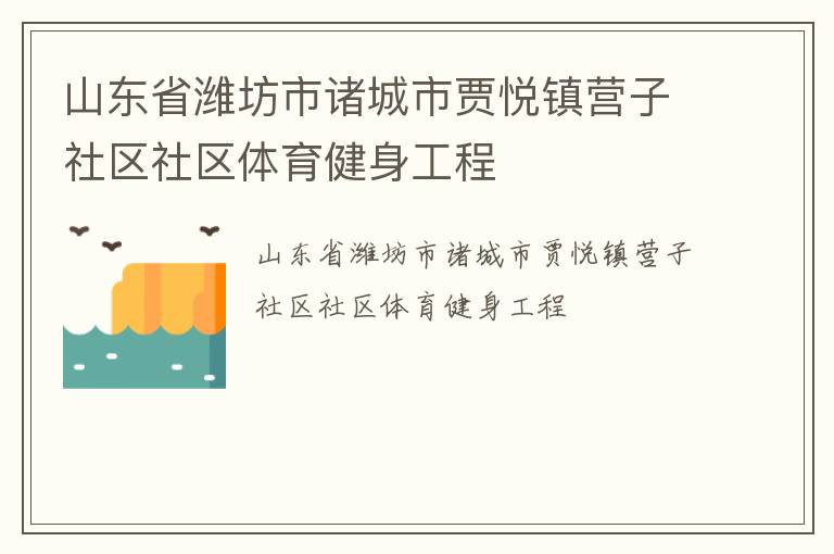 山东省潍坊市诸城市贾悦镇营子社区社区体育健身工程