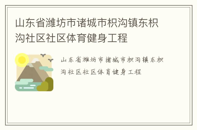 山东省潍坊市诸城市枳沟镇东枳沟社区社区体育健身工程