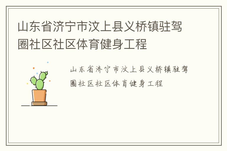 山东省济宁市汶上县义桥镇驻驾圈社区社区体育健身工程