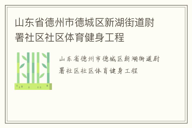 山东省德州市德城区新湖街道尉署社区社区体育健身工程