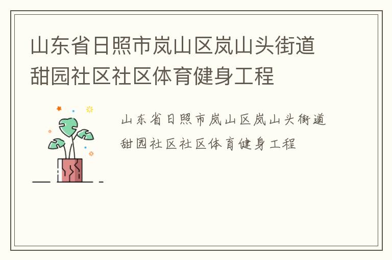 山东省日照市岚山区岚山头街道甜园社区社区体育健身工程