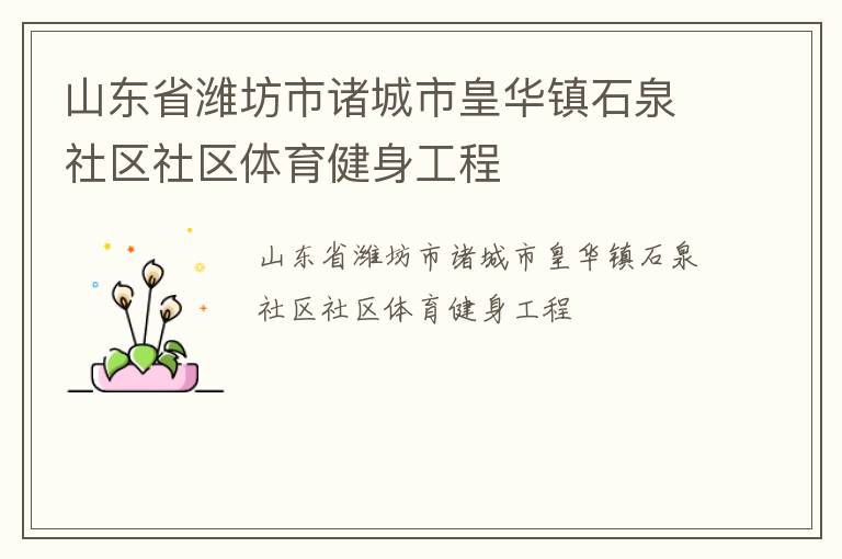 山东省潍坊市诸城市皇华镇石泉社区社区体育健身工程