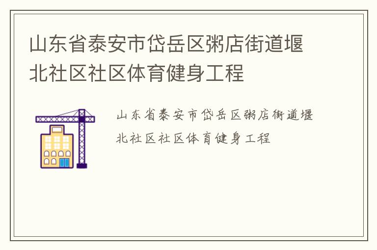 山东省泰安市岱岳区粥店街道堰北社区社区体育健身工程