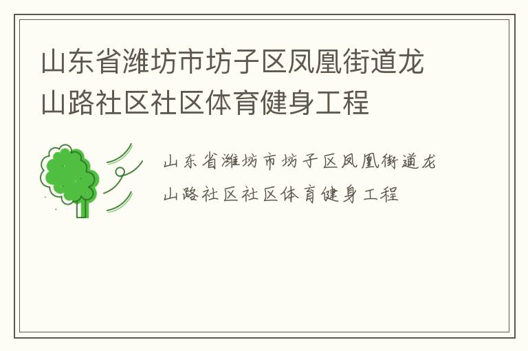 山东省潍坊市坊子区凤凰街道龙山路社区社区体育健身工程