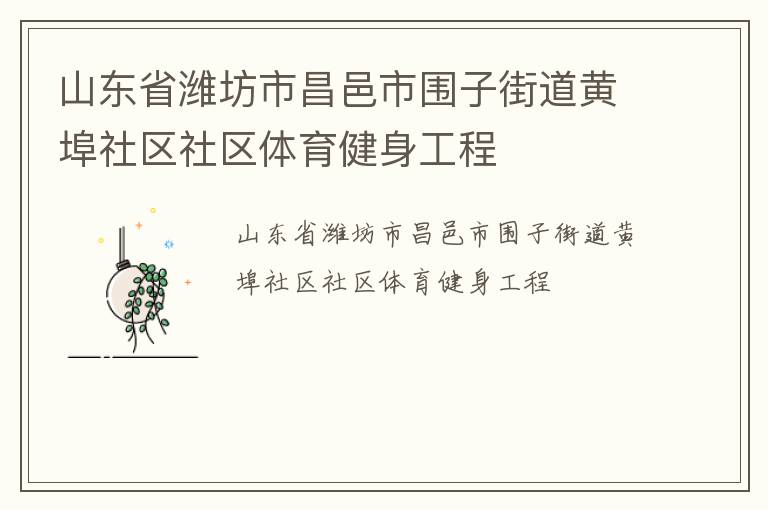 山东省潍坊市昌邑市围子街道黄埠社区社区体育健身工程