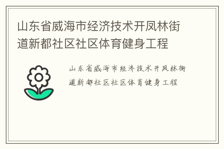 山东省威海市经济技术开凤林街道新都社区社区体育健身工程