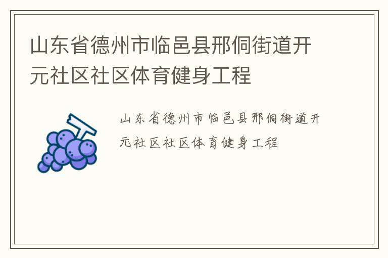 山东省德州市临邑县邢侗街道开元社区社区体育健身工程