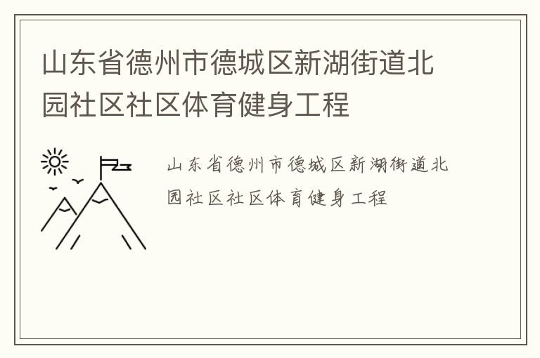 山东省德州市德城区新湖街道北园社区社区体育健身工程