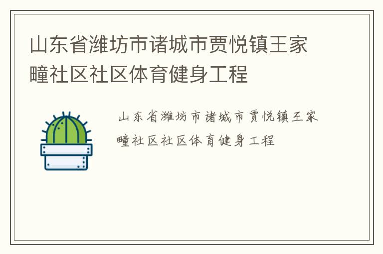 山东省潍坊市诸城市贾悦镇王家疃社区社区体育健身工程