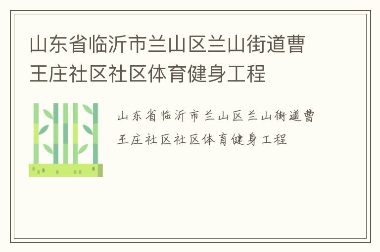 山东省临沂市兰山区兰山街道曹王庄社区社区体育健身工程
